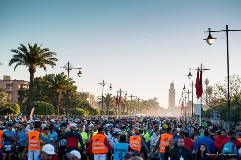 Runners congregating ahead of the Marrakech Marathon 2025