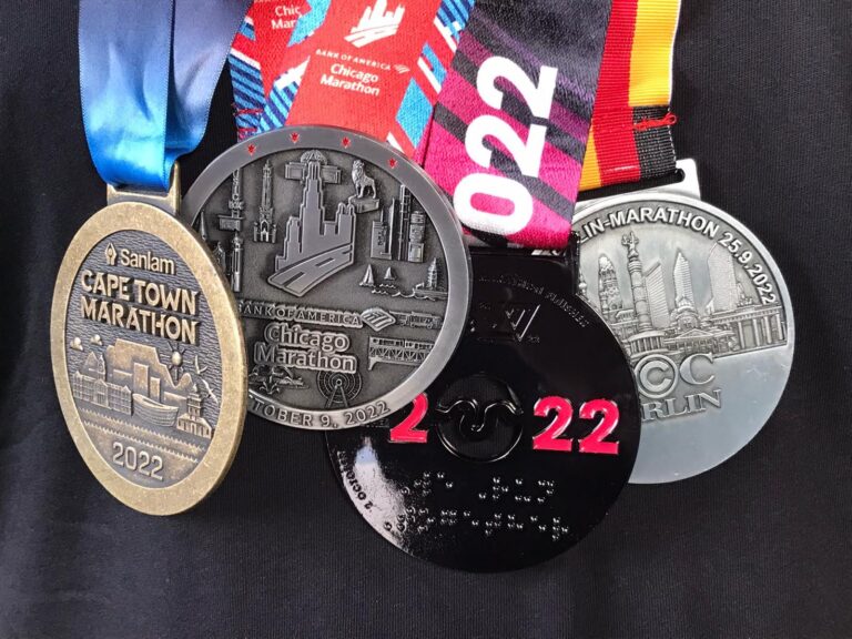 Photo of the medals on offer for completing the Cape Town Marathon 2024