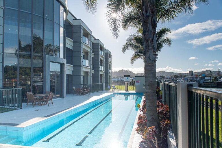 Swimming pool at Portside Hotel, hotel option for the First Light Marathon 2024