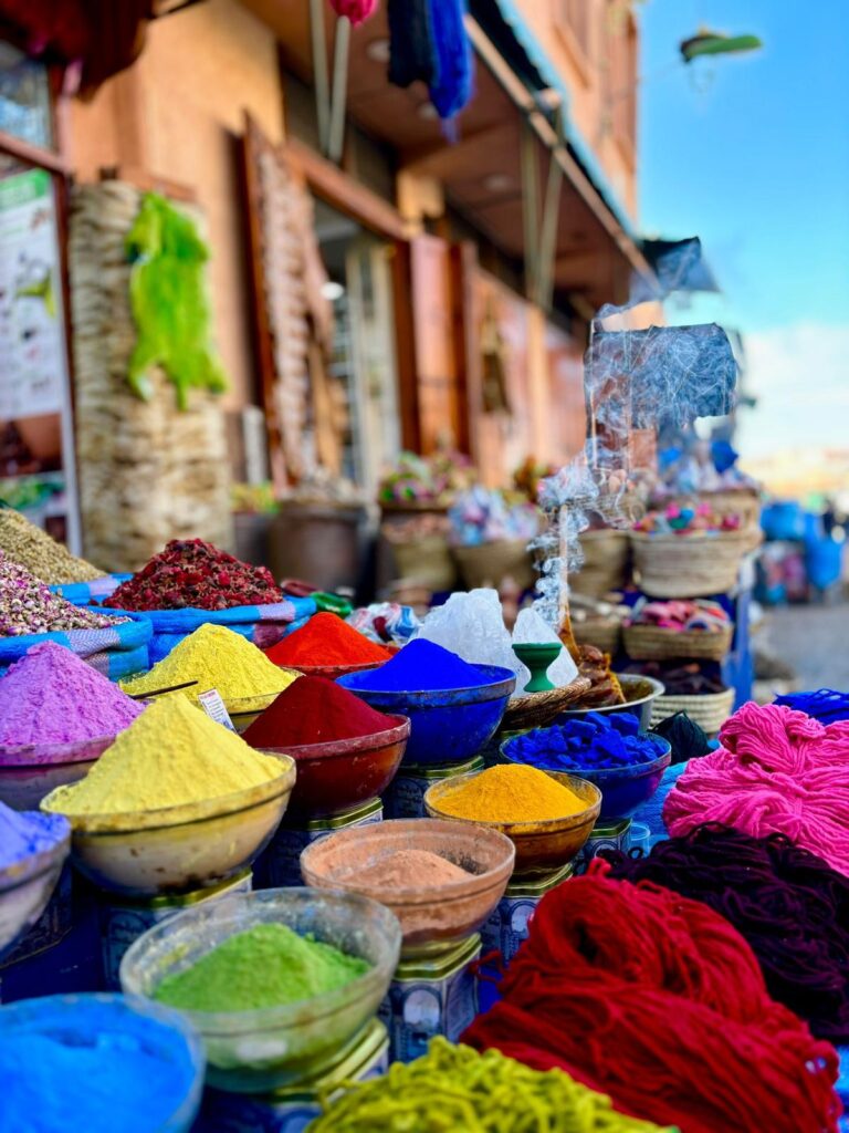 Spices at local markets, part of the incredible culture you can experience at the Marrakech Marathon 2025