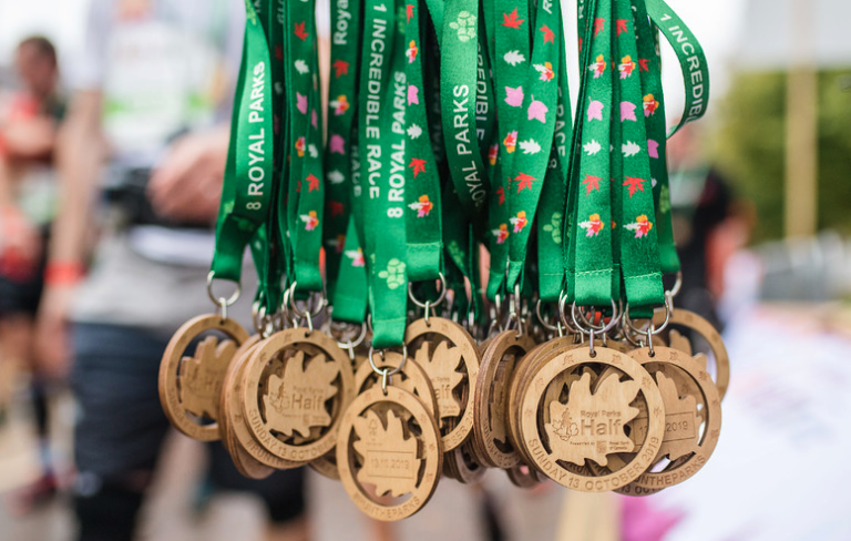 The medals available on the Royal Parks Half Marathon 2024