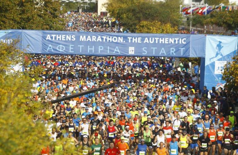 Photo of runners taking part in the Athens Marathon 2024