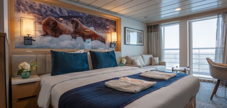 Double room on board the Ocean Albatros, ship used for the Antarctica Marathon 2025