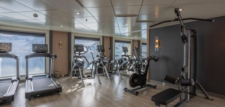 Fitness facilities on board the Ocean Albatros, ship used for the Antarctica Marathon 2025