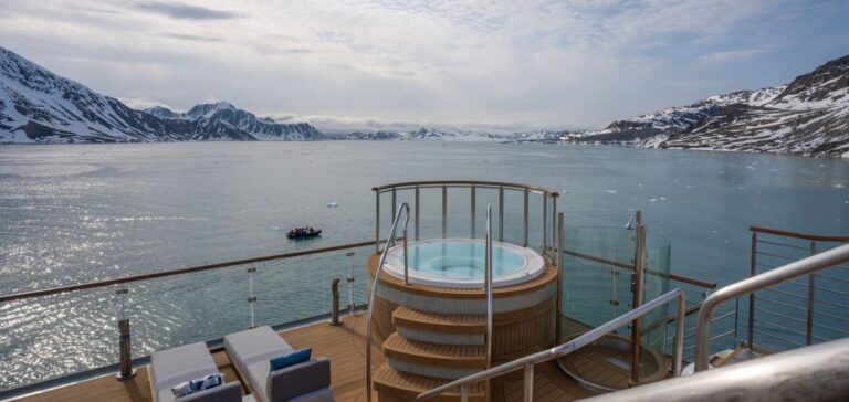 Pool deck on board the Ocean Albatros, ship used for the Antarctica Marathon 2025