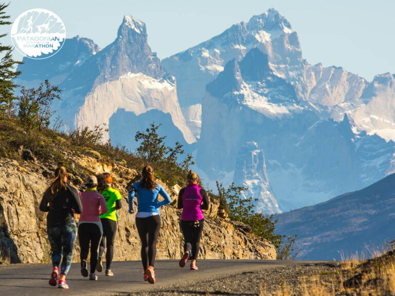 Runners taking part in the Patagonia Marathon 2024