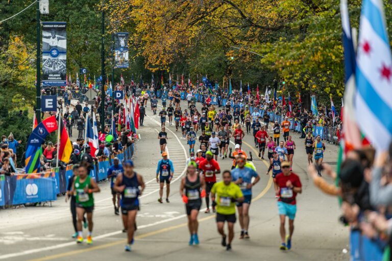 Runners passing through Central Park during the New York City Marathon 2024