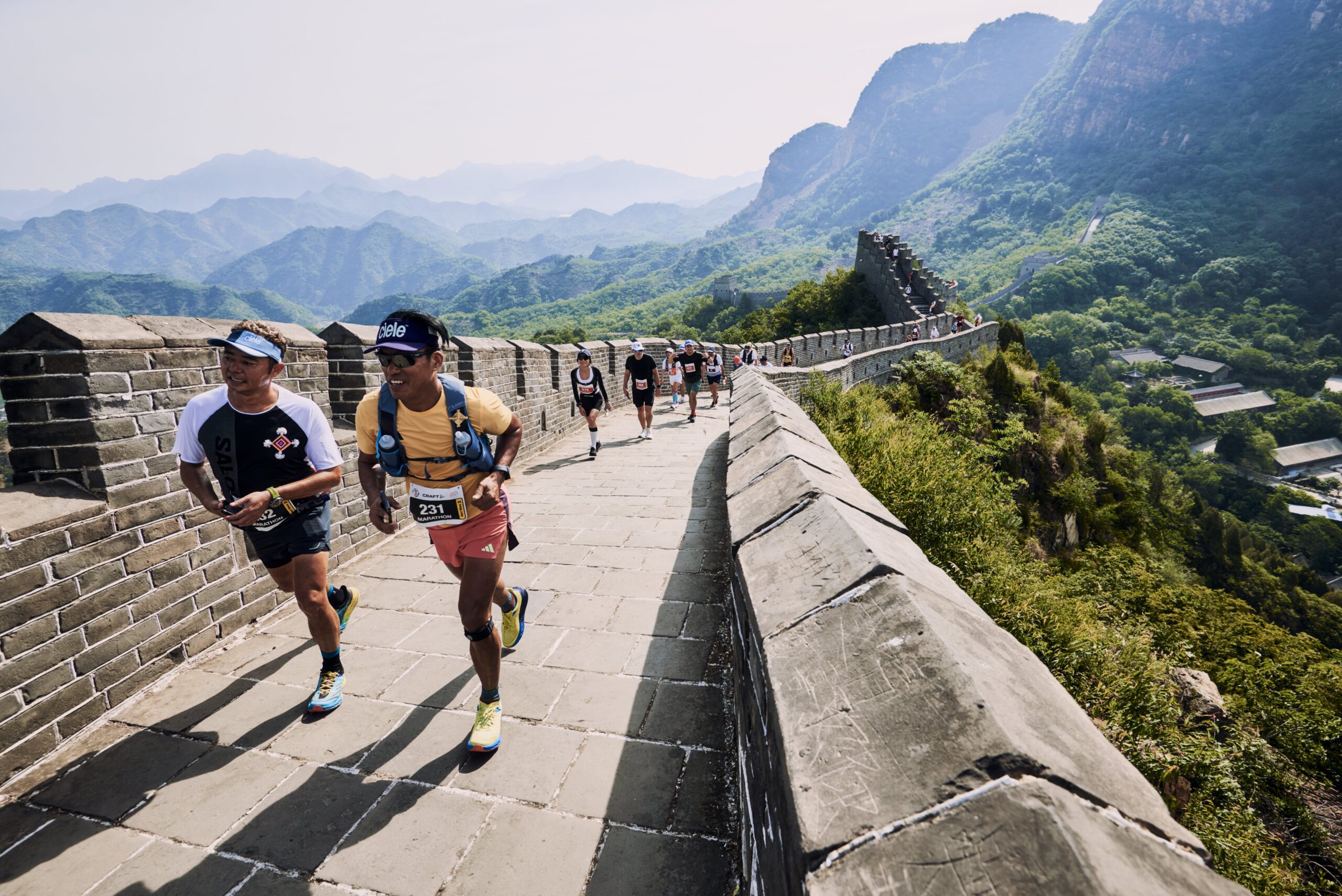 Runners scaling the Great Wall of China during the Great Wall Marathon 2025