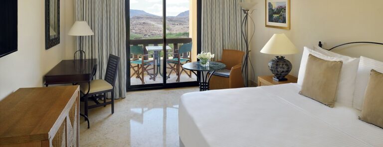 Bedroom with terrace option at the Movenpick Resort, hotel option for the Petra Desert Marathon 2024