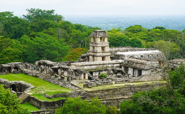 The Palenque ruins, visible during the Lost City Marathon 2025