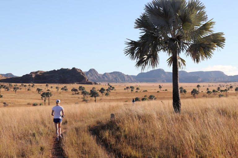A runner passes across stunning terrain during the Madagascar Marathon