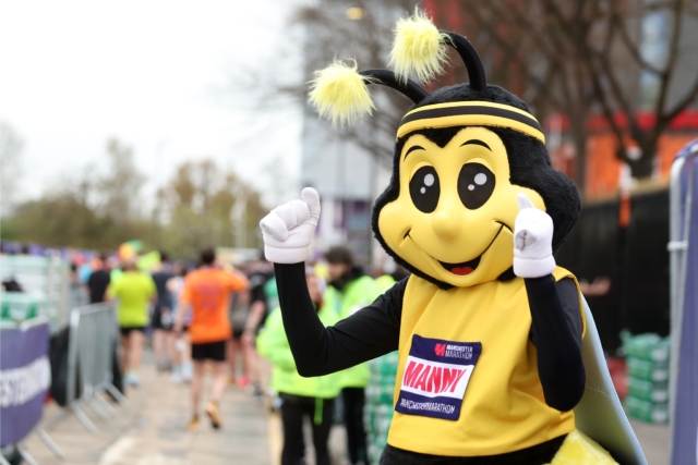 A mascot during the Manchester Marathon 2024