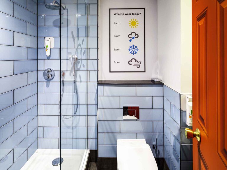 Bathroom at the Ibis Styles Portland Hotel, hotel option for Trail Escape Manchester