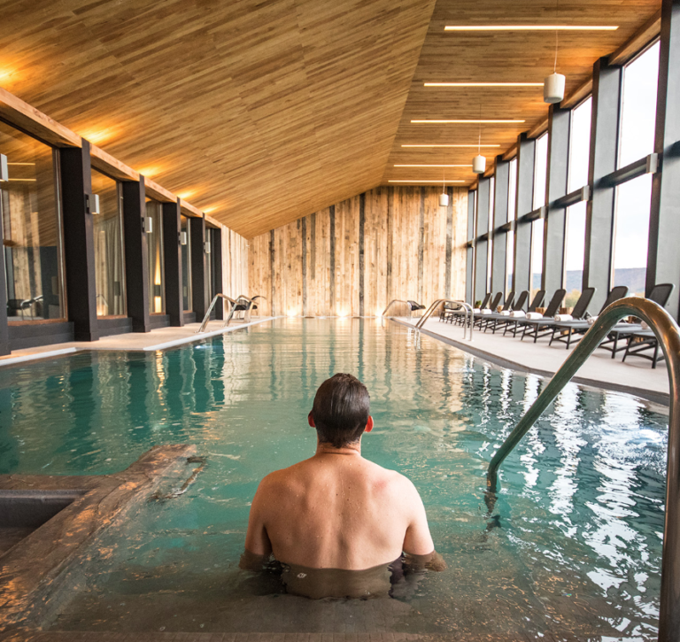 Swimming facilities at the Hotel Rio Serrano and Spa, hotel option for the Patagonia Marathon 2025