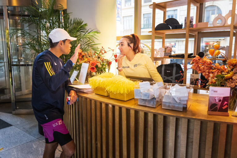 Lobby at the Westin Times Square, hotel for the New York City Marathon 2025 Abbott Age Group World Championships