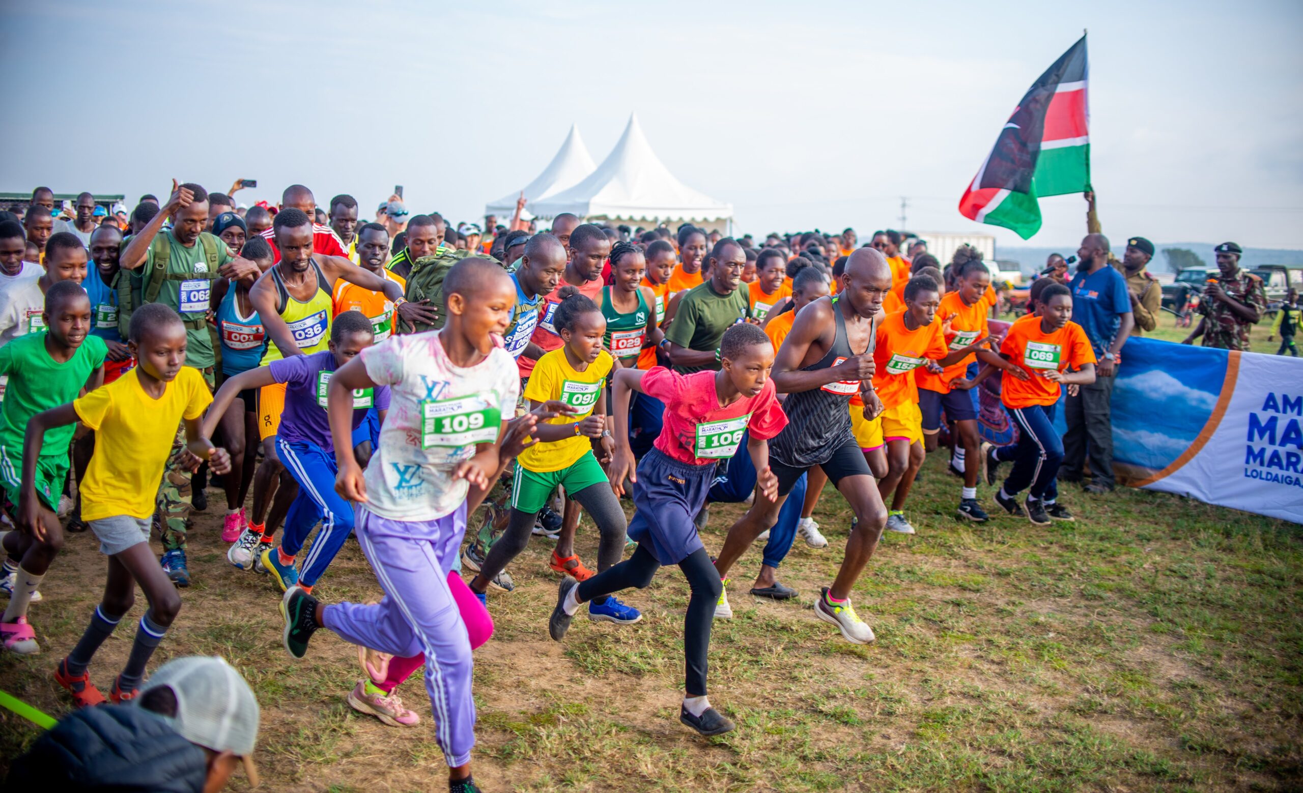 Runners at the start line of the Amazing Maasai Marathon