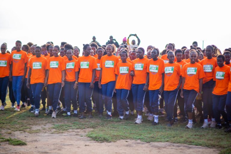 The Maasai community pose during the Amazing Maasai Marathon