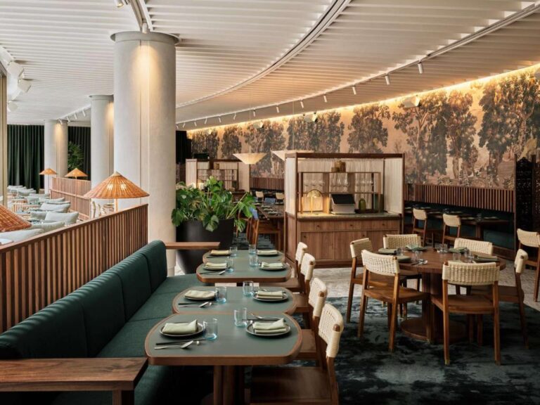 Dining area at the Sofitel Sydney Wentworth, the perfect place to stay for the Sydney Australia Marathon
