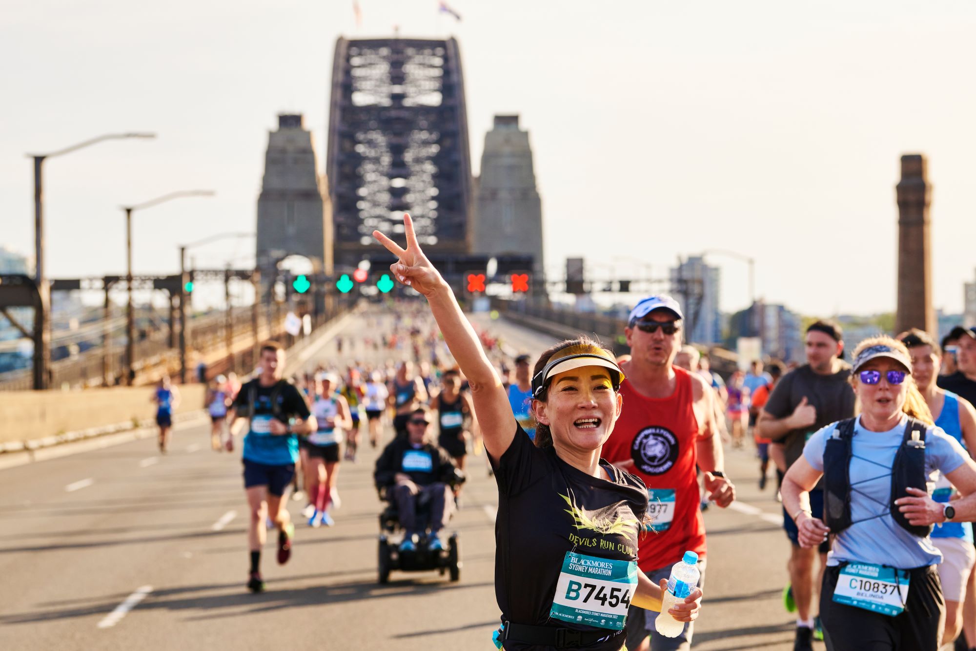 A runner poses for the camera whilst taking part in the Sydney Australia Marathon