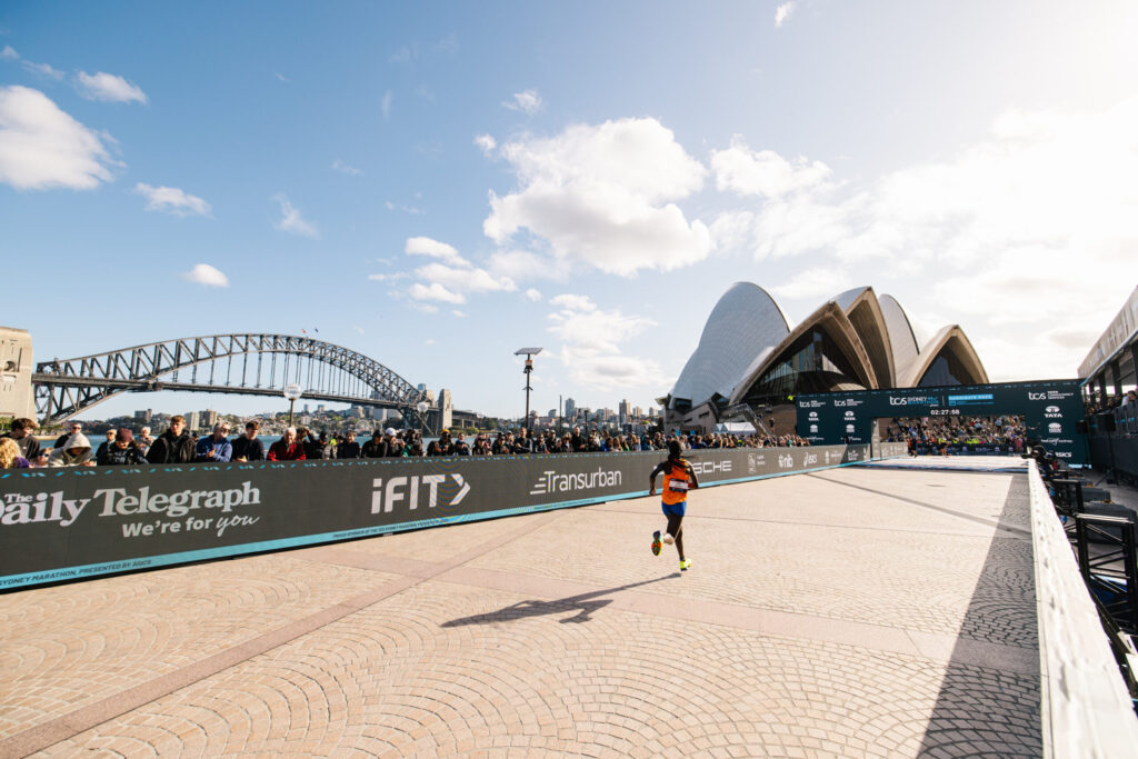 Runner completing the seventh Abbott World Marathon Major at the TCS Sydney Marathon