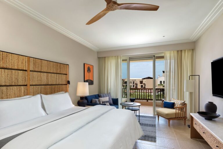 The deluxe room with king bed at the Westin Resort Costa Navarino, hotel option for Marathon Tours & Travel's own Greece Marathon - the Greek Odyssey Half Marathon