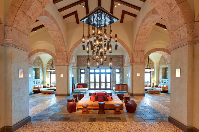 Lobby at the Westin Resort Costa Navarino, hotel option for Marathon Tours & Travel's own Greece Marathon - the Greek Odyssey Half Marathon