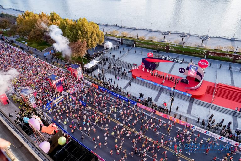 Birds eye view of the Shanghai Marathon 2024