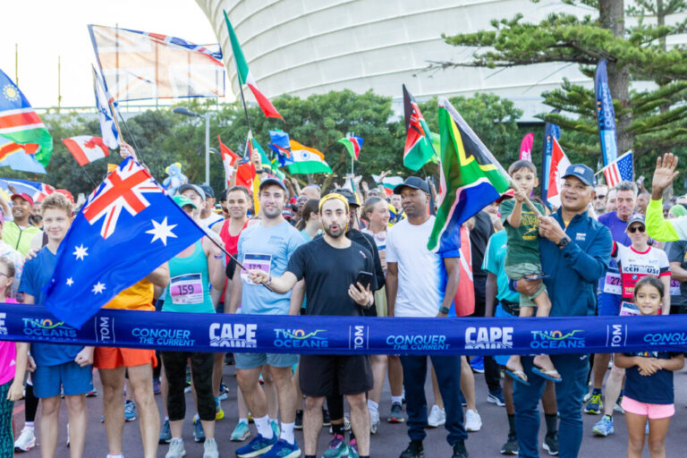 Runners await the start of the Two Oceans Ultra Marathon