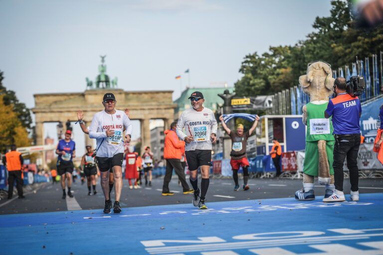 Runners crossing the finish line of the Berlin Marathon 2026