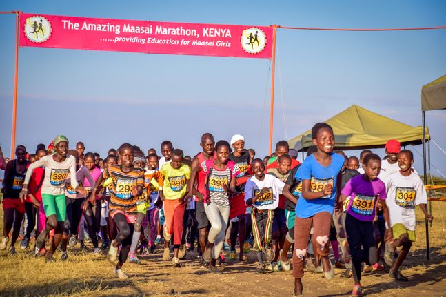 Runners at the start line of the Amazing Maasai Marathon 2024