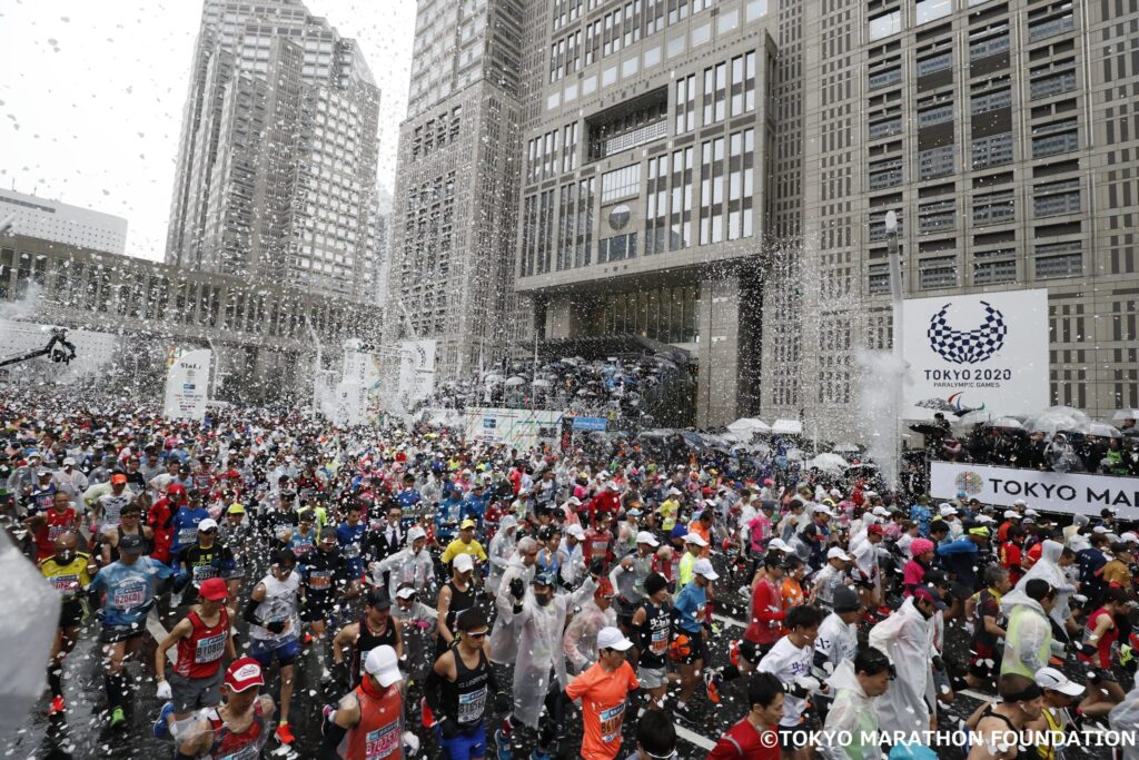 Runners awaiting the beginning of the Tokyo Marathon, one of the top marathons in the world